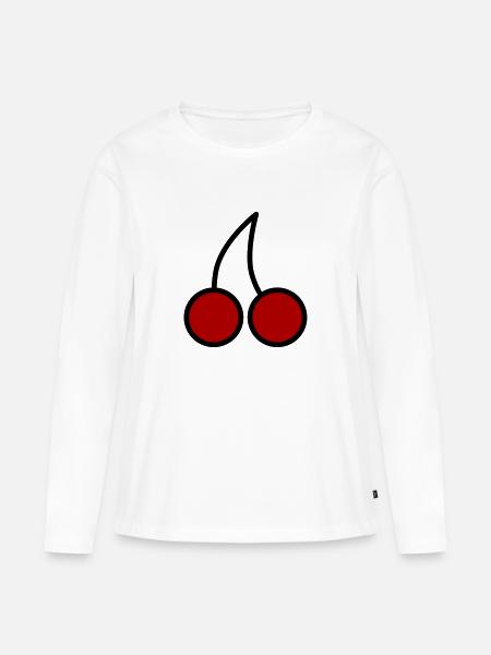 Kirschen - Frauen Premium Bio Langarmshirt - Weiß