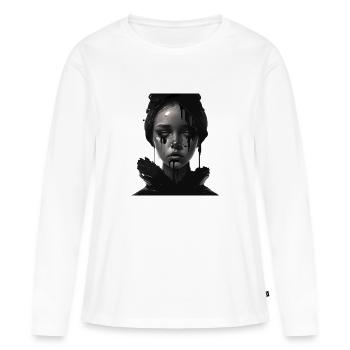 Fille triste - T-shirt manches longues Premium bio Femme - blanc - Devant - Julia (174cm)
