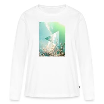 Sensation printanière - T-shirt manches longues Premium bio Femme - blanc - Devant - Julia (174cm)