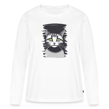 Katzengesicht 4 - Frauen Premium Bio Langarmshirt - Weiß - Vorne - Julia (174cm)