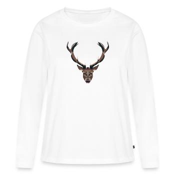 Cerf - Tête de cerf - Bois de cerf - T-shirt manches longues Premium bio Femme - blanc - Devant - Julia (174cm)