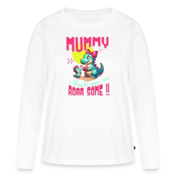maman dinosaure "je pense que tu es géniale " - T-shirt manches longues Premium bio Femme - blanc - Devant - Julia (174cm)