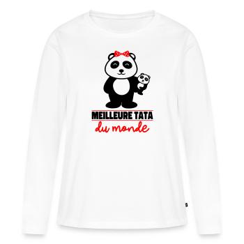 meilleure tata du monde - T-shirt manches longues Premium bio Femme - blanc - Devant - Julia (174cm)