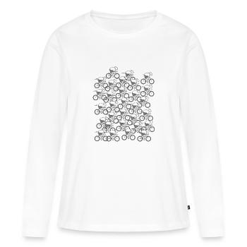 vélo vélos velo velos cycliste cyclisme club - T-shirt manches longues Premium bio Femme - blanc - Devant - Julia (174cm)