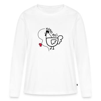 Maman Poule - Fête des Mères - T-shirt manches longues Premium bio Femme - blanc - Devant - Julia (174cm)