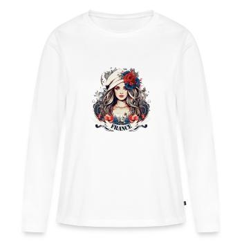 Tee shirt France - T-shirt manches longues Premium bio Femme - blanc - Devant - Julia (174cm)