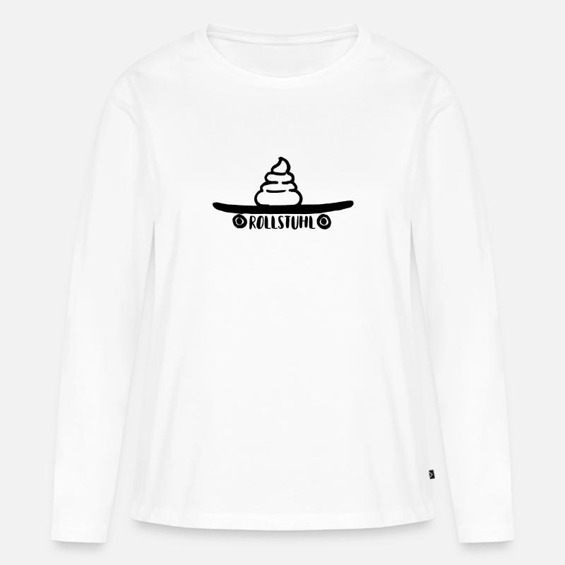 Rollstuhl - Frauen Premium Bio Langarmshirt - Weiß