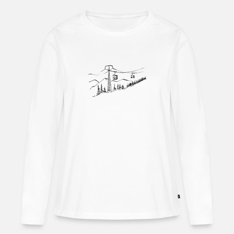 Seilbahn - Frauen Premium Bio Langarmshirt - Weiß