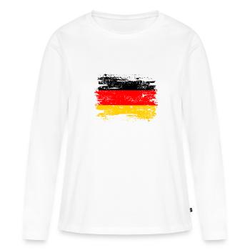 Drapeau Allemagne Drapeau allemand utilisé look home - T-shirt manches longues Premium bio Femme - blanc - Devant - Julia (174cm)