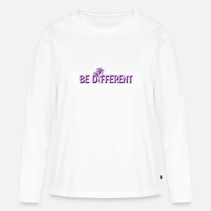 BE DIFFERENT – Lila Lilien Blumen Garten - Frauen Premium Bio Langarmshirt - Weiß