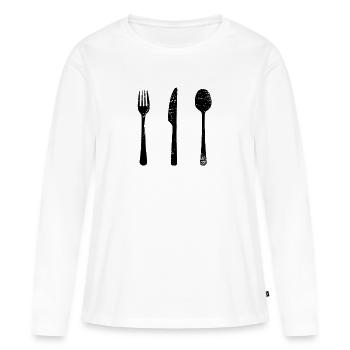 Cadeau coutellerie, fourchette couteau cuillère cuisine cuisine - T-shirt manches longues Premium bio Femme - blanc - Devant - Julia (174cm)