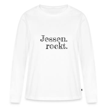 Jessen rockt - Textdesign mit Stadtnamen - Frauen Premium Bio Langarmshirt - Weiß - Vorne - Julia (174cm)