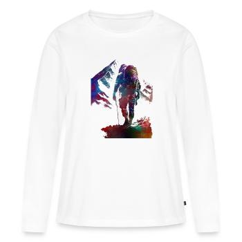 Sports d’escalade #sport - T-shirt manches longues Premium bio Femme - blanc - Devant - Julia (174cm)