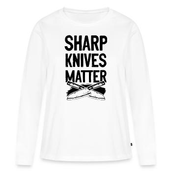 chef chef chef knife spruch - Women's Premium Organic Long Sleeve Shirt - white - Front - Julia (174cm)