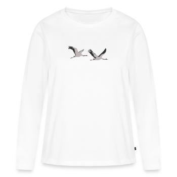 Grues, grue commune, grue eurasienne - T-shirt manches longues Premium bio Femme - blanc - Devant - Julia (174cm)