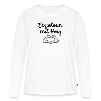 Erzieherin Mit Herz - Hand Love Geste - Women's Premium Organic Long Sleeve Shirt - white - Front - Julia (174cm)