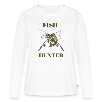 Fish Hunter Tshirt Angler Gift - Women's Premium Organic Long Sleeve Shirt - white - Front - Julia (174cm)