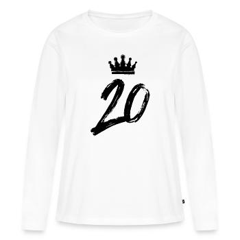 Couronne de 20 chiffres - T-shirt manches longues Premium bio Femme - blanc - Devant - Julia (174cm)