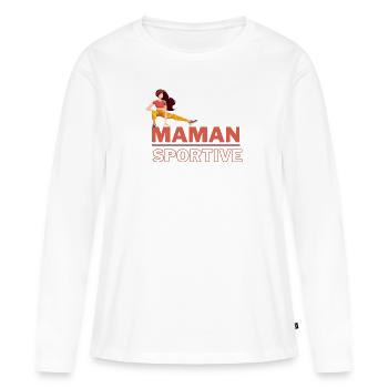 MAMAN SPORTIVE FITNESS - T-shirt manches longues Premium bio Femme - blanc - Devant - Julia (174cm)