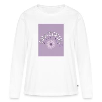 Jeden Tag dankbar (positives Design) - Frauen Premium Bio Langarmshirt - Weiß - Vorne - Julia (174cm)