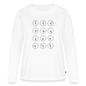 Horloge et heure - T-shirt manches longues Premium bio Femme - blanc - Devant - Julia (174cm)