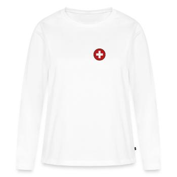 Schweiz Kreuz Schweizerische Fahne Schwiiz Deko - Frauen Premium Bio Langarmshirt - Weiß - Vorne - Julia (174cm)