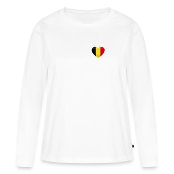 Drapeau belge Belgique Coeur Belge Belge femme - T-shirt manches longues Premium bio Femme - blanc - Devant - Julia (174cm)