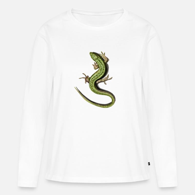 Eidechse - Frauen Premium Bio Langarmshirt - Weiß