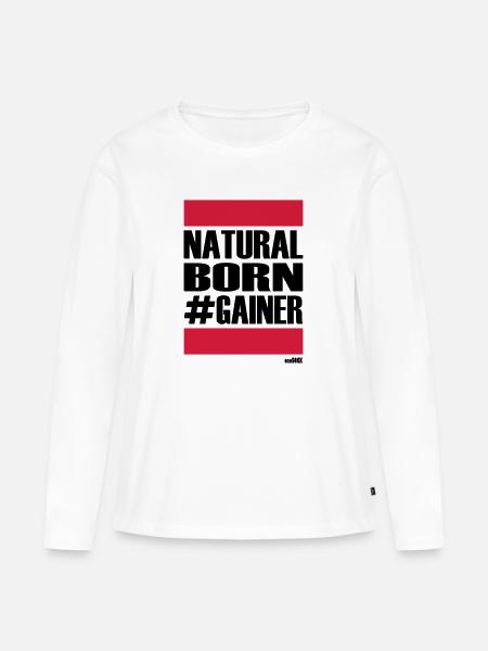 NATURAL BORN GAINER - Frauen Premium Bio Langarmshirt - Weiß
