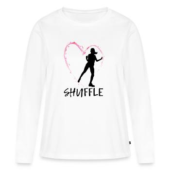 Amour Danse Shuffle - coeur rose avec danseuse - T-shirt manches longues Premium bio Femme - blanc - Devant - Julia (174cm)