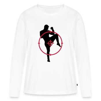 Kickboxing / Kick-Boxeur / Kick Boxing / - T-shirt manches longues Premium bio Femme - blanc - Devant - Julia (174cm)