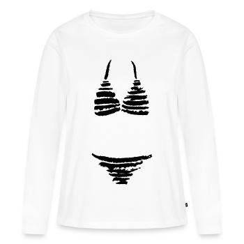 Gestreifter Bikini - Frauen Premium Bio Langarmshirt - Weiß - Vorne - Julia (174cm)