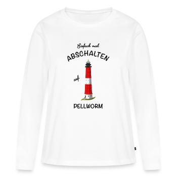 Kultiger Leuchtturm Insel Pellworm, abschalten - Frauen Premium Bio Langarmshirt - Weiß - Vorne - Julia (174cm)