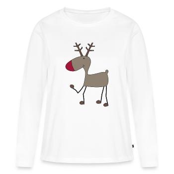 Lustiger Elch zu Weihnachten - Frauen Premium Bio Langarmshirt - Weiß - Vorne - Julia (174cm)