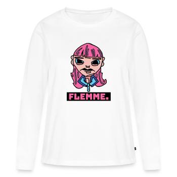 Logo marque Flemme. - T-shirt manches longues Premium bio Femme - blanc - Devant - Julia (174cm)