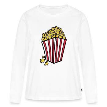 Movies, Theater, Movie, Watching, Popcorn, Streaming - Women's Premium Organic Long Sleeve Shirt - white - Front - Julia (174cm)