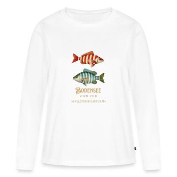 Lac de Constance Lac de Constance Poissons Coordonnées - T-shirt manches longues Premium bio Femme - blanc - Devant - Julia (174cm)