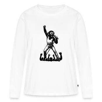 Singe dansant Chanteur | La danse du singe Banksy - T-shirt manches longues Premium bio Femme - blanc - Devant - Julia (174cm)