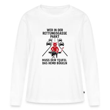 Teufel in der Rettungsgasse : Parking - T-shirt manches longues Premium bio Femme - blanc - Devant - Julia (174cm)