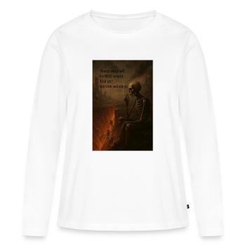 Le monde passe - T-shirt manches longues Premium bio Femme - blanc - Devant - Julia (174cm)