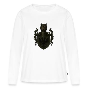 Jerrik Joris von Josten – Wolf & Doppeladler Crest - Frauen Premium Bio Langarmshirt - Weiß - Vorne - Julia (174cm)