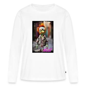 Poupée de personnage de canard expressif et burlesque punk - T-shirt manches longues Premium bio Femme - blanc - Devant - Julia (174cm)