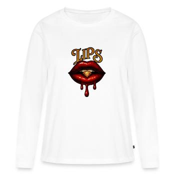 Verlockende Lippen mit Diamant - Frauen Premium Bio Langarmshirt - Weiß - Vorne - Julia (174cm)