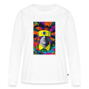 Visionäres Gesicht mit hypnotischem Blick - Frauen Premium Bio Langarmshirt - Weiß - Vorne - Julia (174cm)