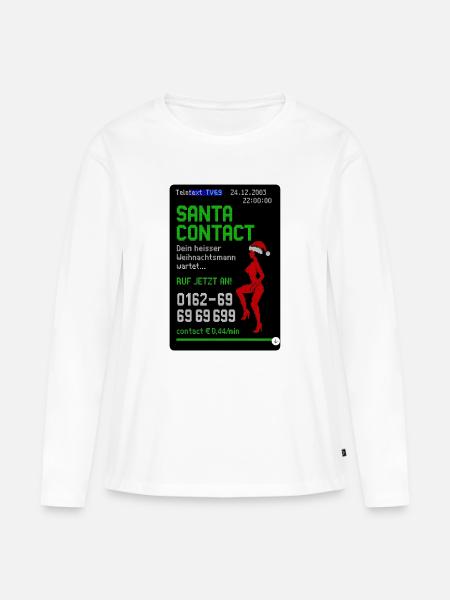 Weihnachtsmann Kontakt Witz Design - Frauen Premium Bio Langarmshirt - Weiß