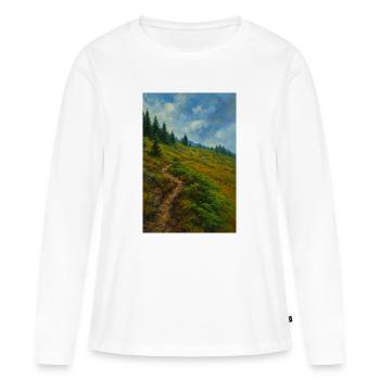 Landschaftliche Bergwanderung in Ölgemälde-Optik - Frauen Premium Bio Langarmshirt - Weiß - Vorne - Julia (174cm)