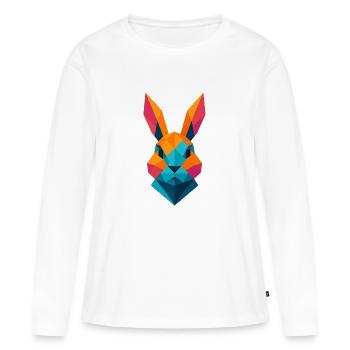 Lapin | Tête de lapin Impression / Impression / Design - T-shirt manches longues Premium bio Femme - blanc - Devant - Julia (174cm)