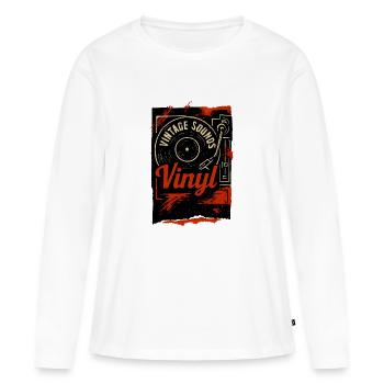 Vinyl Groove Retro Turntable - Women's Premium Organic Long Sleeve Shirt - white - Front - Julia (174cm)