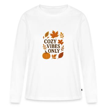 Sensation d’automne - T-shirt manches longues Premium bio Femme - blanc - Devant - Julia (174cm)