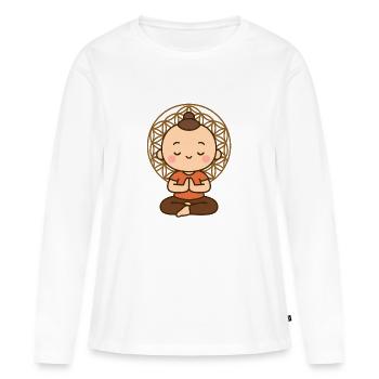 Méditation devant la Fleur de Vie - T-shirt manches longues Premium bio Femme - blanc - Devant - Julia (174cm)